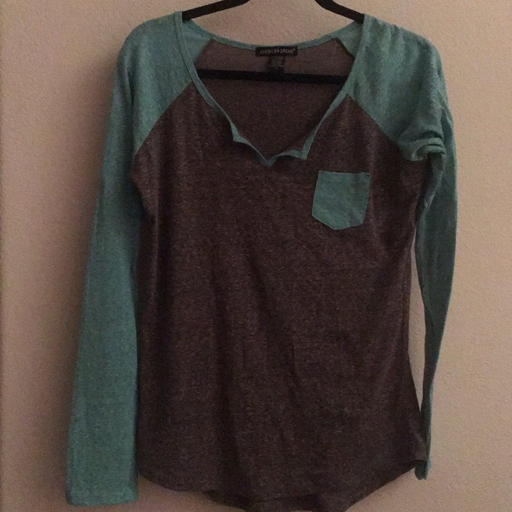 Grey/Light Blue Baseball Tee